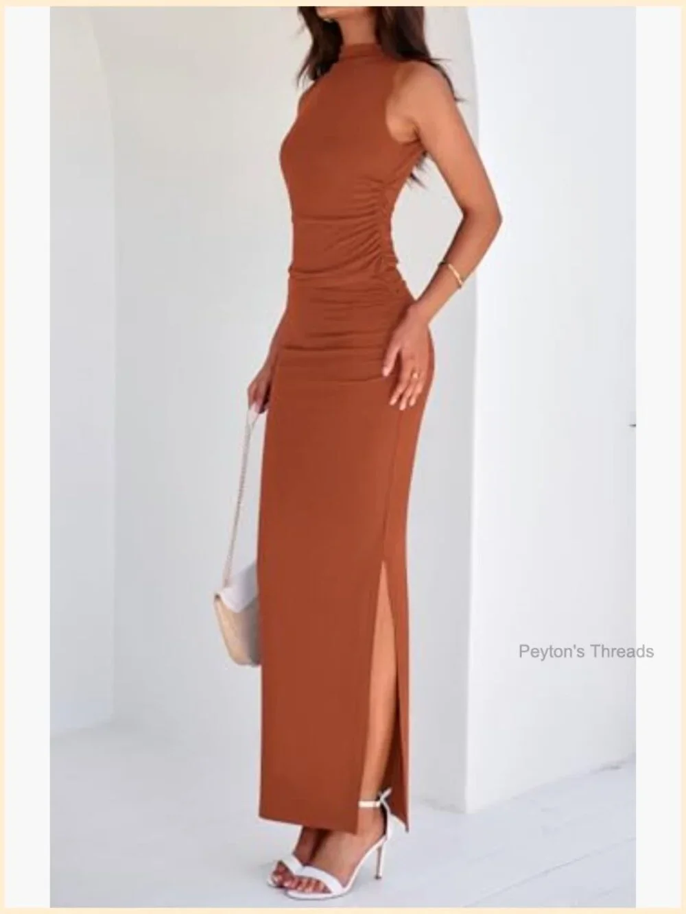 Two Piece Knit Skirt Set Mock Neck Sleeveless Top Maxi Skirt Bodycon Going Out